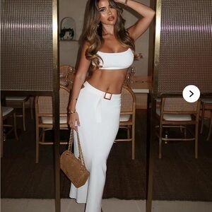 Fashion Nova Elegant White Leaving Now Skirt Set